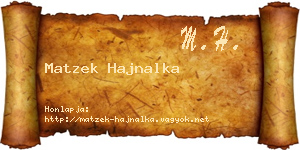 Matzek Hajnalka névjegykártya
